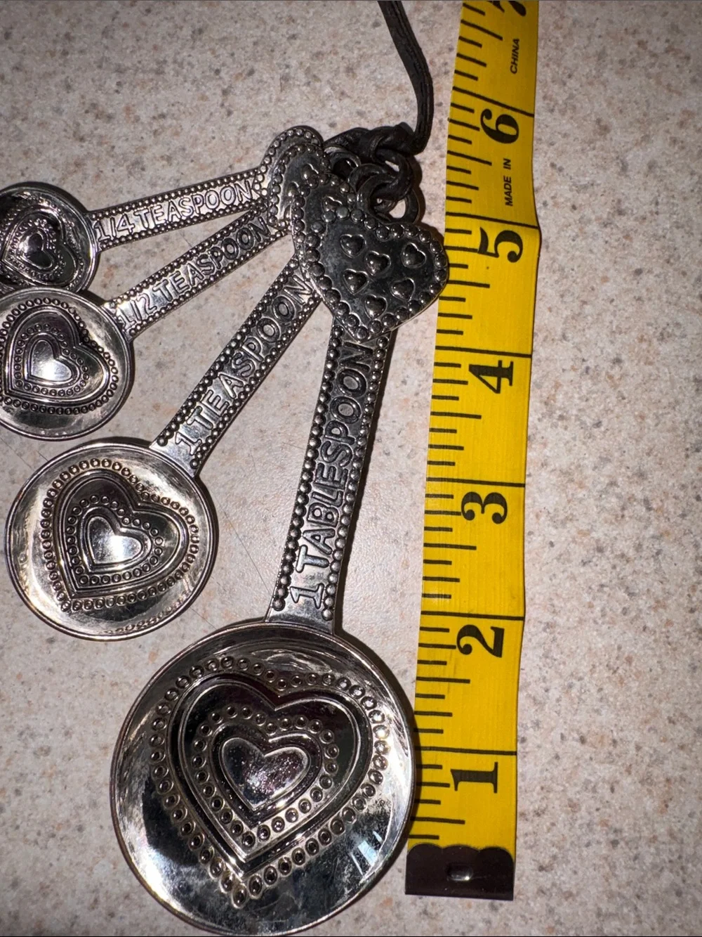 Silver Heart-Themed Measuring Spoon Set